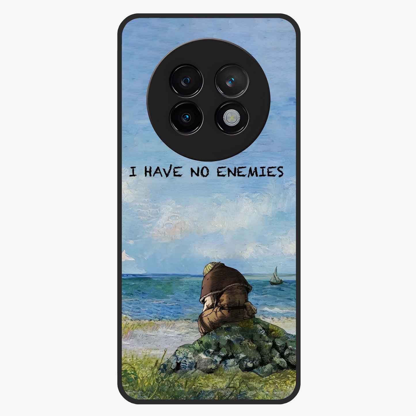 Peace Beyond War Glass Case showing flat back view with symbolic peace themed artwork and glossy glass finish.