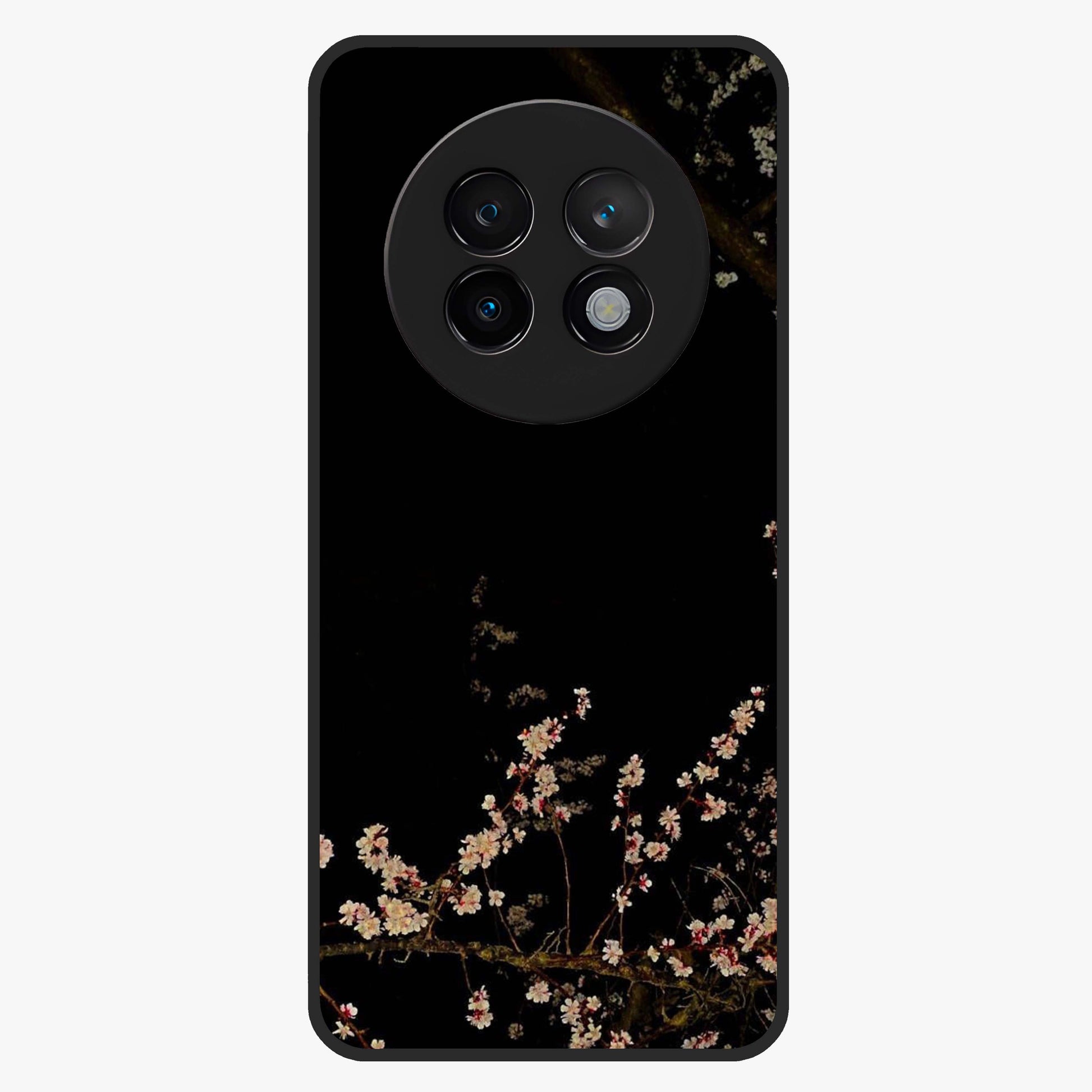 Petal Moon Light With Custom Name Glass Case showing flat back view with floral moonlight artwork and personalized name design.