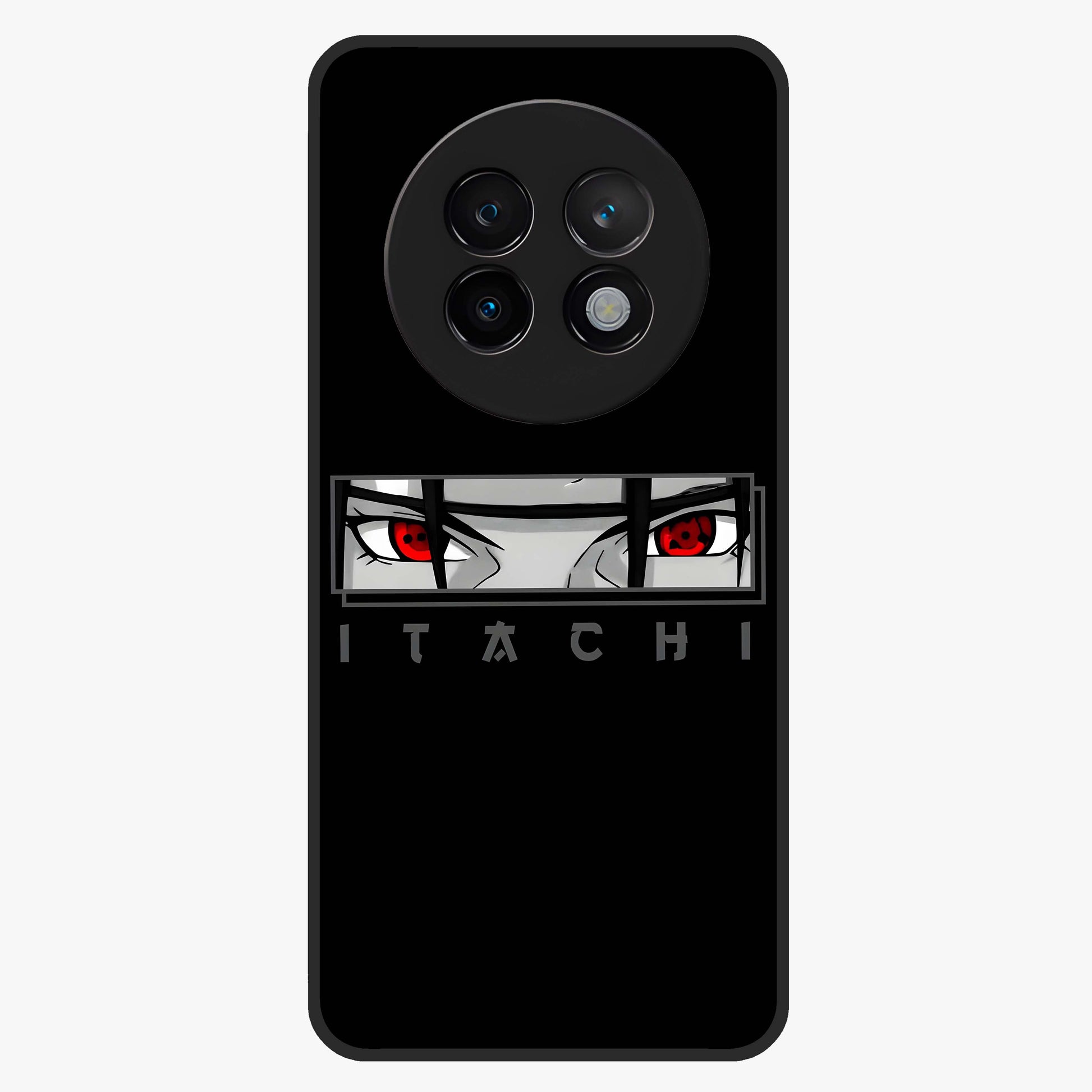 Scarlet Gaze Dominance Glass Case showing flat back view with striking red themed artwork and glossy glass finish.