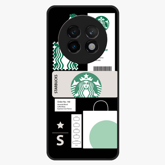 Starbucks Mocha Glass Case showing flat back view with coffee inspired artwork and glossy glass finish.