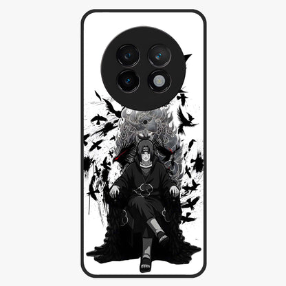 Uchiha Shadow Throne Glass Case showing flat back view with cosmic underwater themed artwork and glossy glass finish.