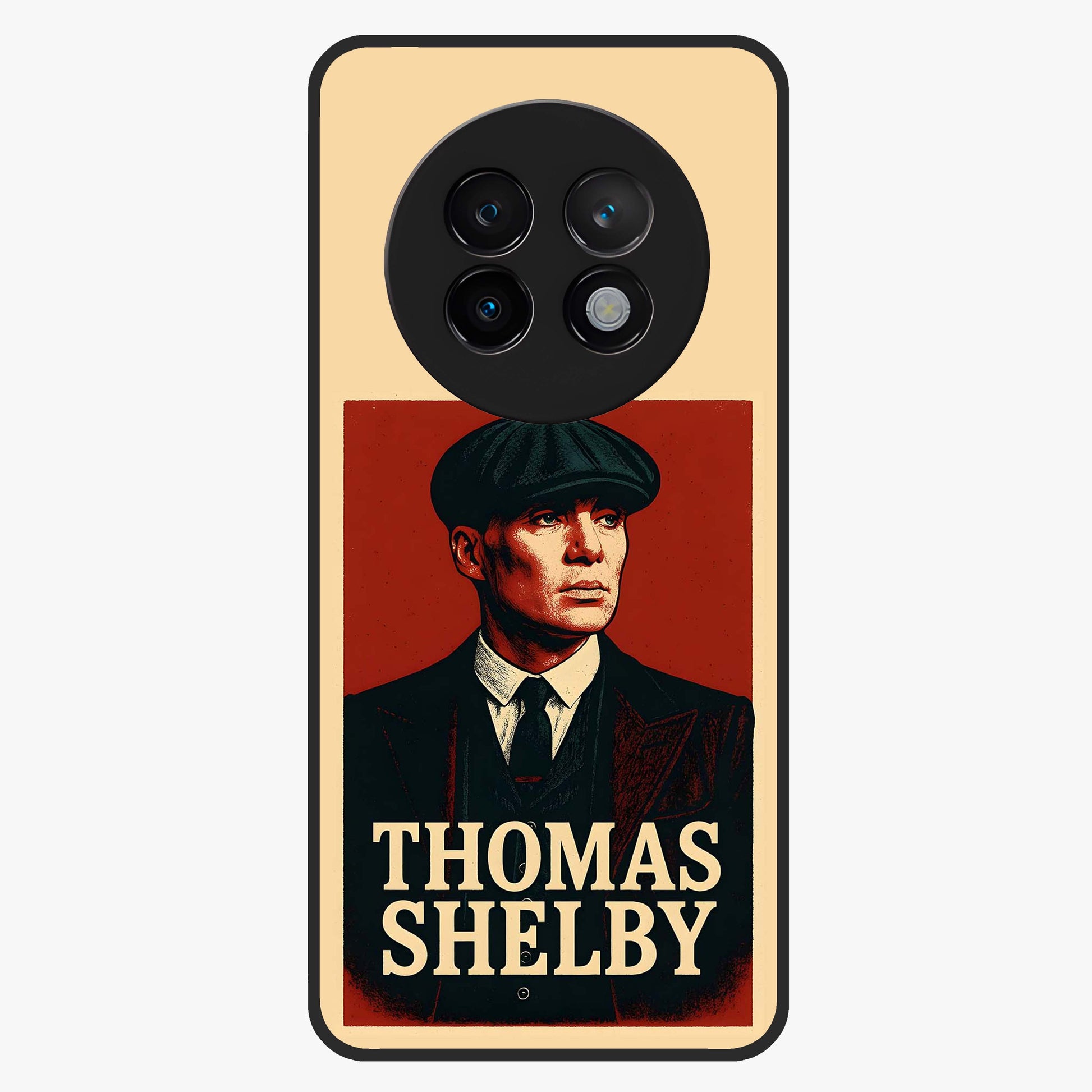 Vintage Mafia Authority Glass Case showing flat back view with bold vintage mafia inspired artwork and glossy glass finish.