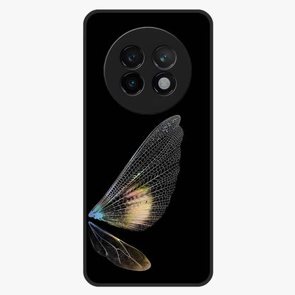 Whispers Of Wings Glass Case showing flat back view with graceful wing inspired artwork and glossy glass finish.