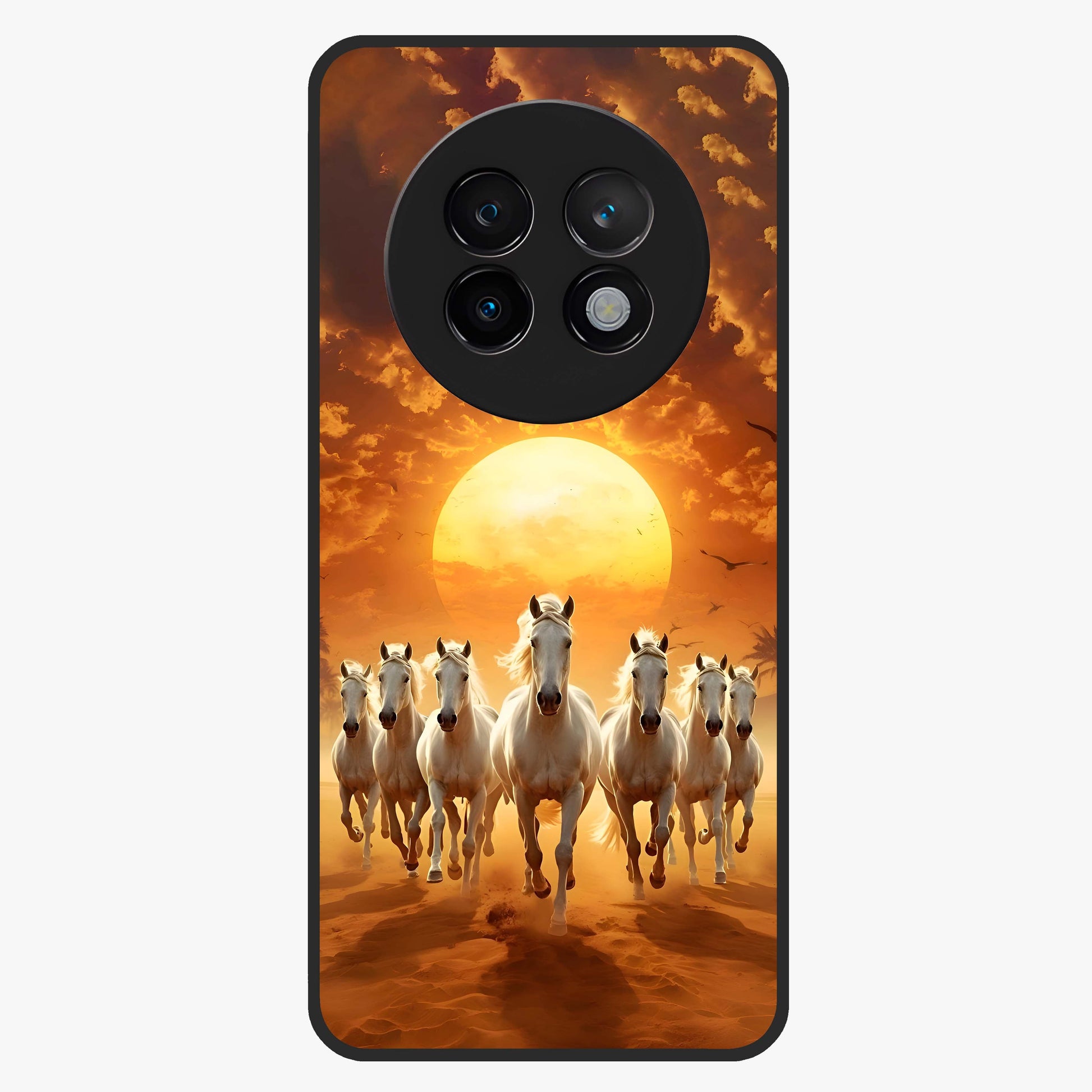 Wild Sunset Majesty Glass Case showing flat back view with majestic sunset landscape artwork and glossy glass finish.