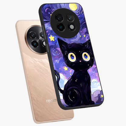 Abstract Cat Art Glass Case displayed in angled mockup highlighting modern abstract cat artwork and sleek glass surface.