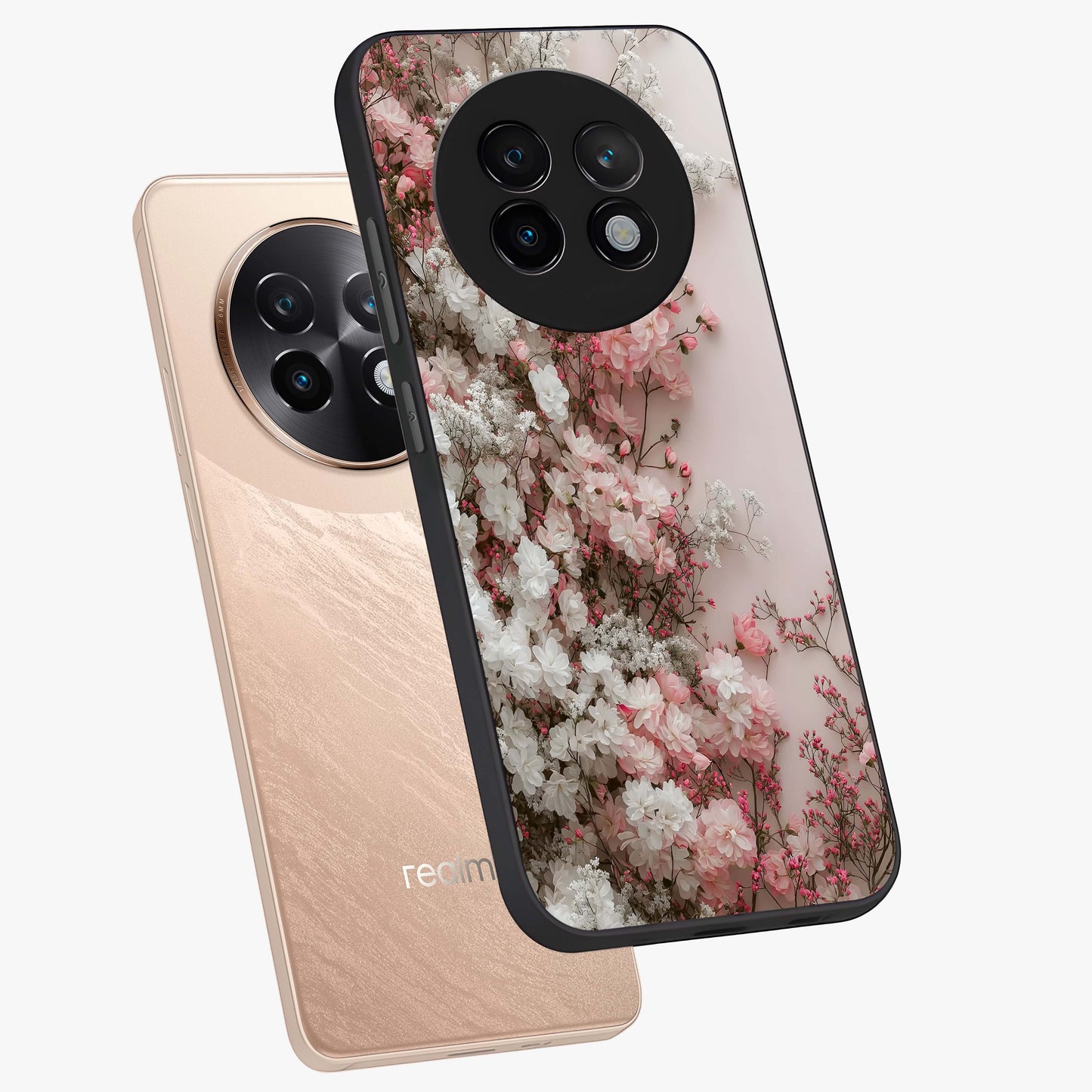 Blush Blossom Cloud Glass Case displayed in angled mockup highlighting soft cloud and blossom design with pastel aesthetic.