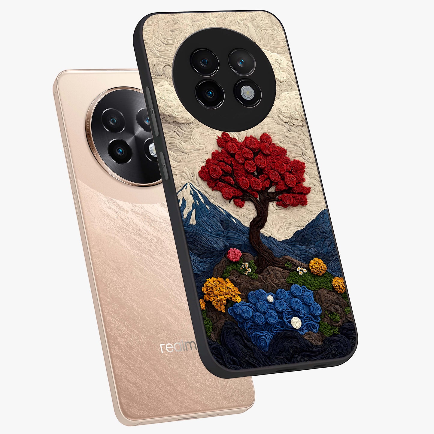 Eternal Nature Tapestry Glass Case displayed in angled mockup highlighting detailed botanical pattern with artistic aesthetic.