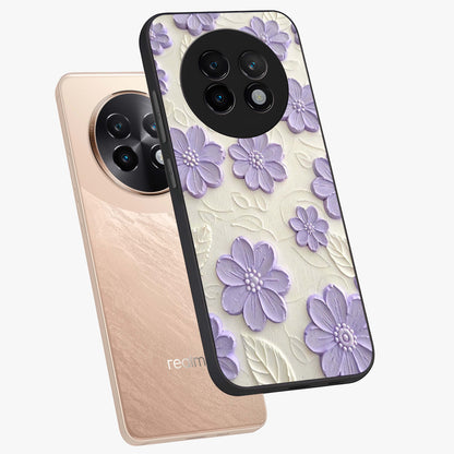 Floral Wall Art With Purple Flowers Glass Case displayed in angled mockup highlighting vibrant purple floral illustration with artistic aesthetic.