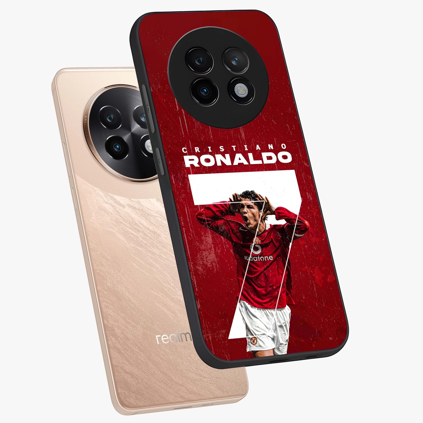Goal Celebration Legacy Glass Case displayed in angled mockup highlighting energetic sports celebration design with bold athletic theme.