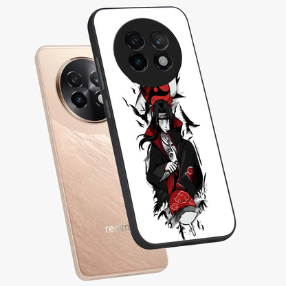 Itachi Limited Edition Naruto Anime Glass Case displayed in angled mockup highlighting dramatic anime illustration with bold action aesthetic.