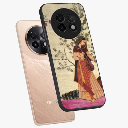 Lady With Veena Art Glass Case displayed in angled mockup highlighting graceful musical illustration with cultural artistic aesthetic.