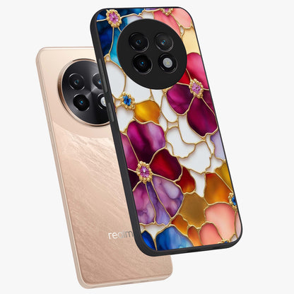 Marble Flower Pattern Glass Case displayed in angled mockup highlighting elegant marble floral design with modern aesthetic.