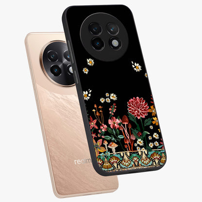 Midnight Bloom Pattern Glass Case displayed in angled mockup highlighting elegant flower design with midnight aesthetic style.
