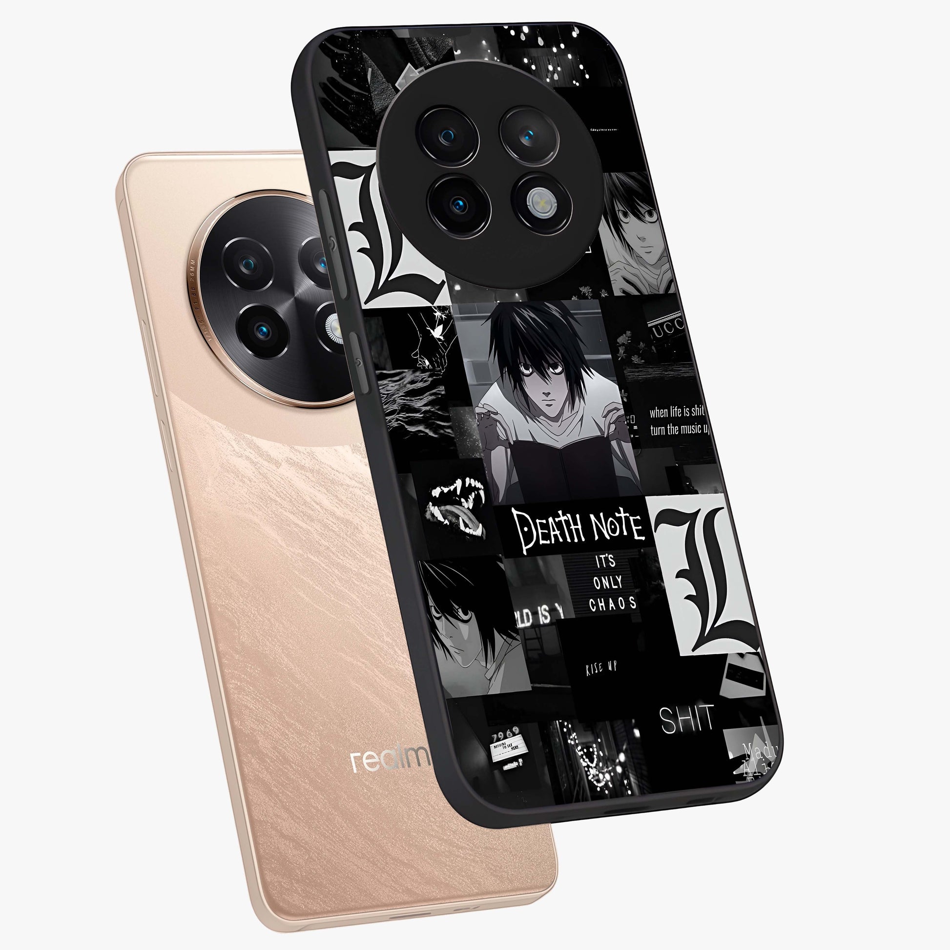 Midnight Chaos Mind Glass Case displayed in angled mockup highlighting chaotic artistic design with dramatic midnight aesthetic.