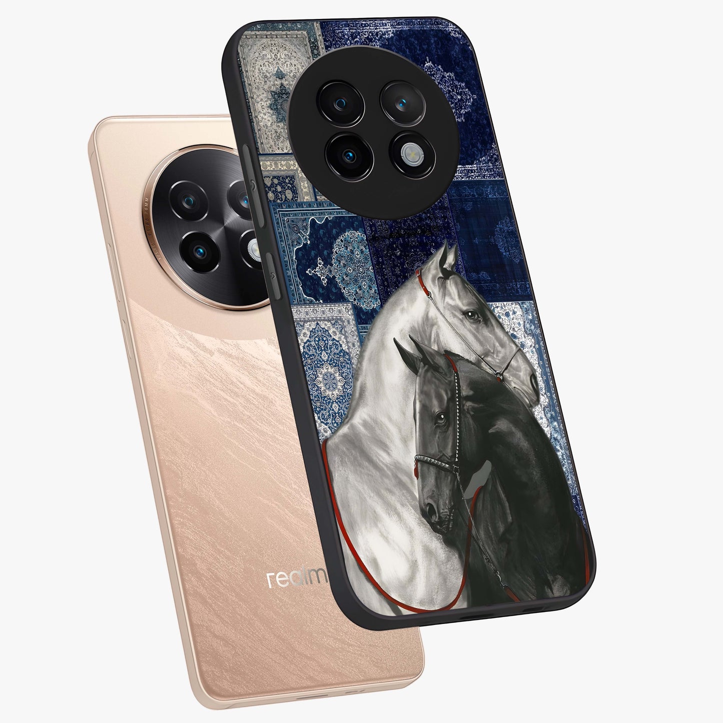 Midnight Stallion Blues Glass Case displayed in angled mockup highlighting powerful stallion illustration with deep midnight tones.