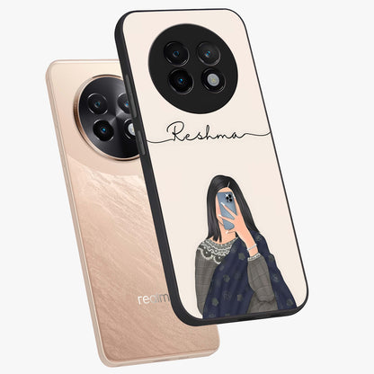 Mirror Mood Muse With Custom Name Glass Case displayed in angled mockup highlighting aesthetic mirror inspired design with custom name feature.