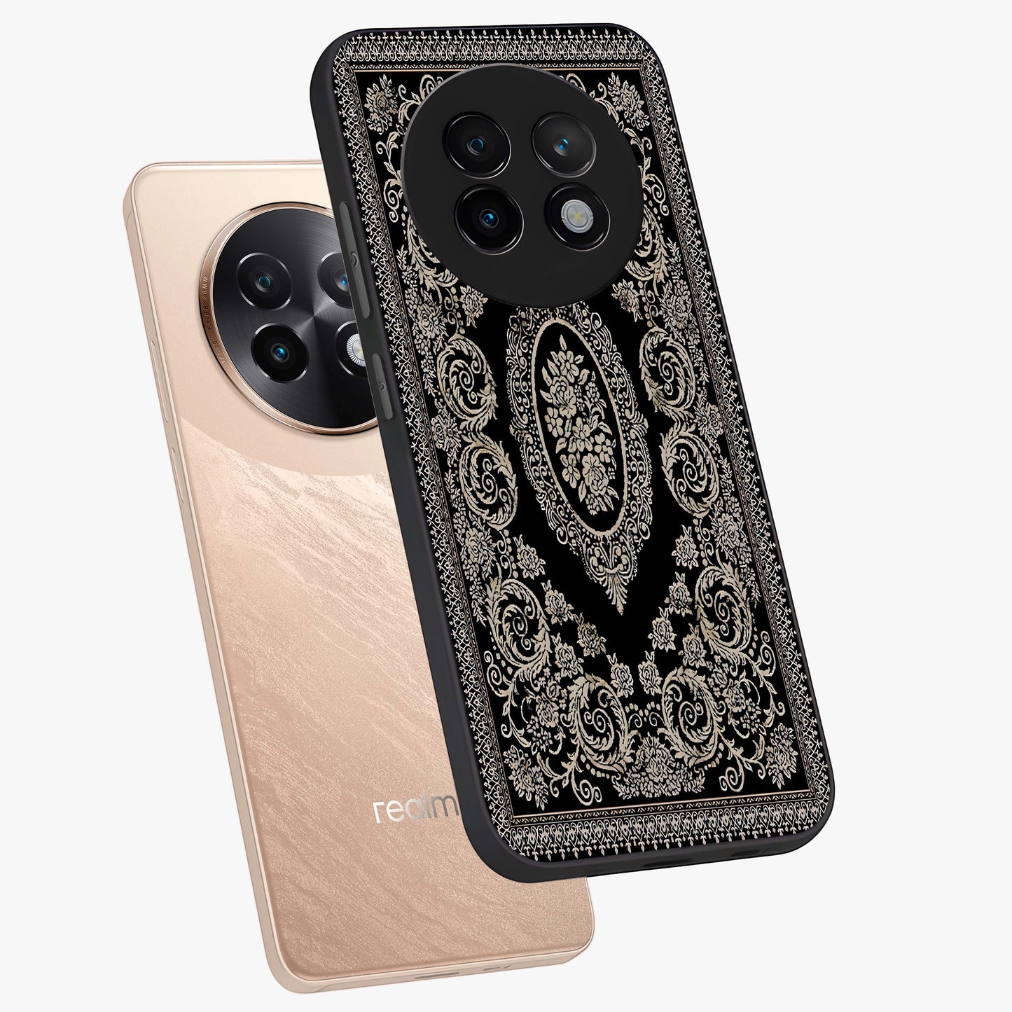 Noir Bloom Elegance Glass Case displayed in angled mockup highlighting refined flower design with stylish noir aesthetic.