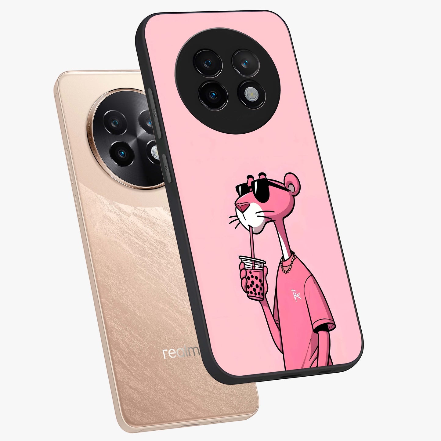 Pink Panther Glass Case displayed in angled mockup highlighting playful cartoon character design with vibrant pink aesthetic.