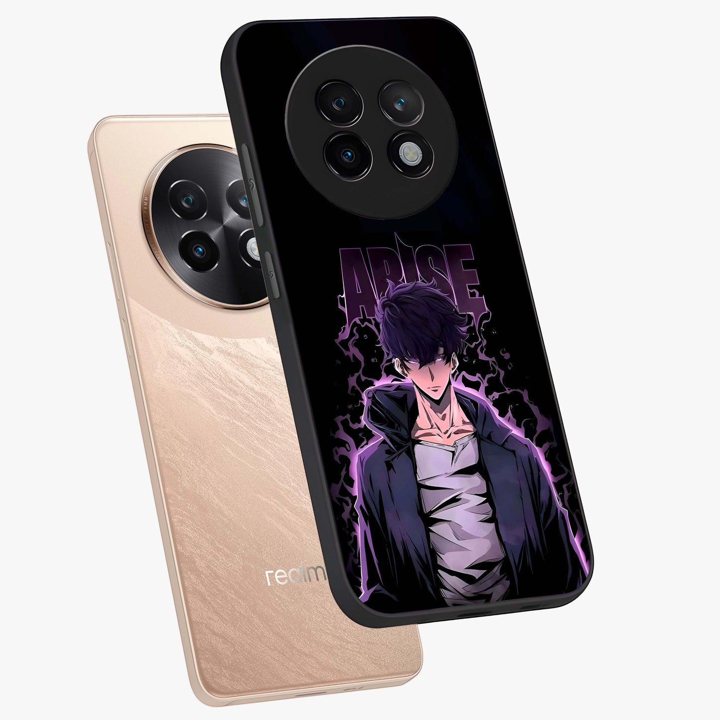 Shadow Monarch Awakening Glass Case displayed in angled mockup highlighting dramatic shadow warrior design with fantasy aesthetic.