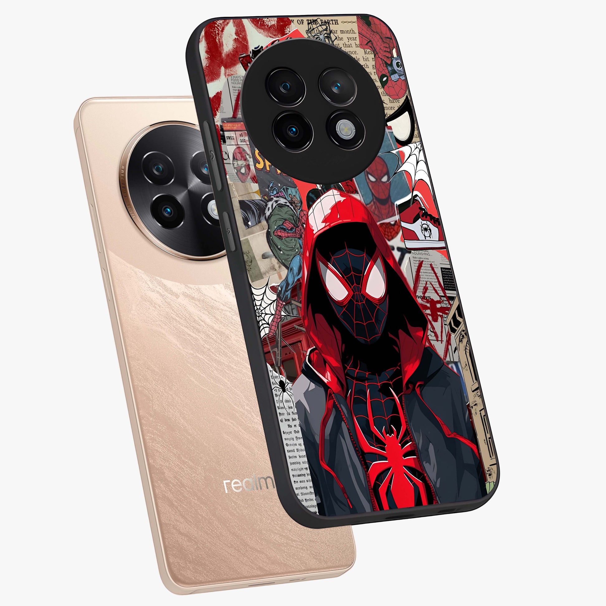 Spider Collage Street Glass Case displayed in angled mockup highlighting dynamic street style collage design with comic aesthetic.