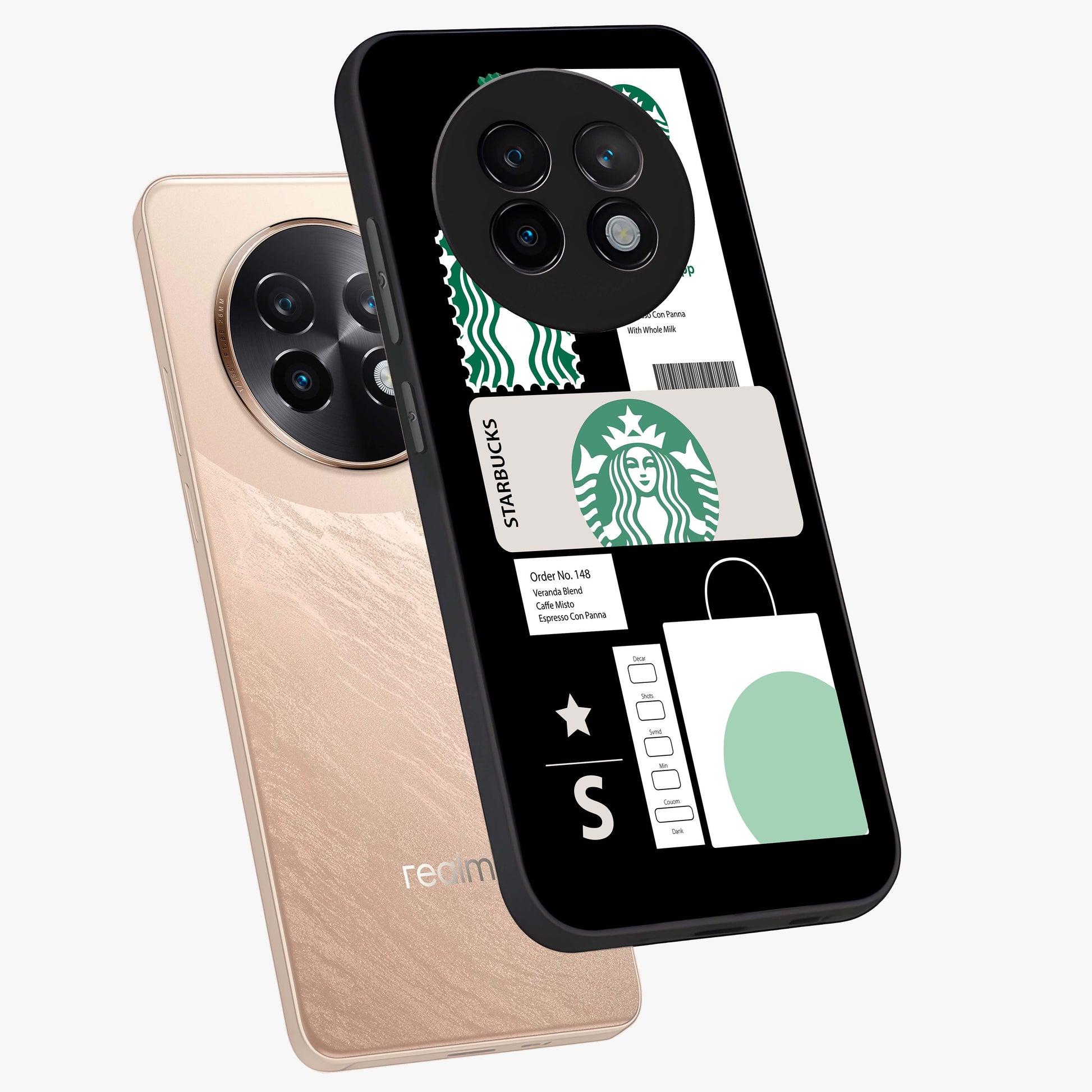 Starbucks Mocha Glass Case displayed in angled mockup highlighting stylish mocha themed design with cozy café aesthetic.
