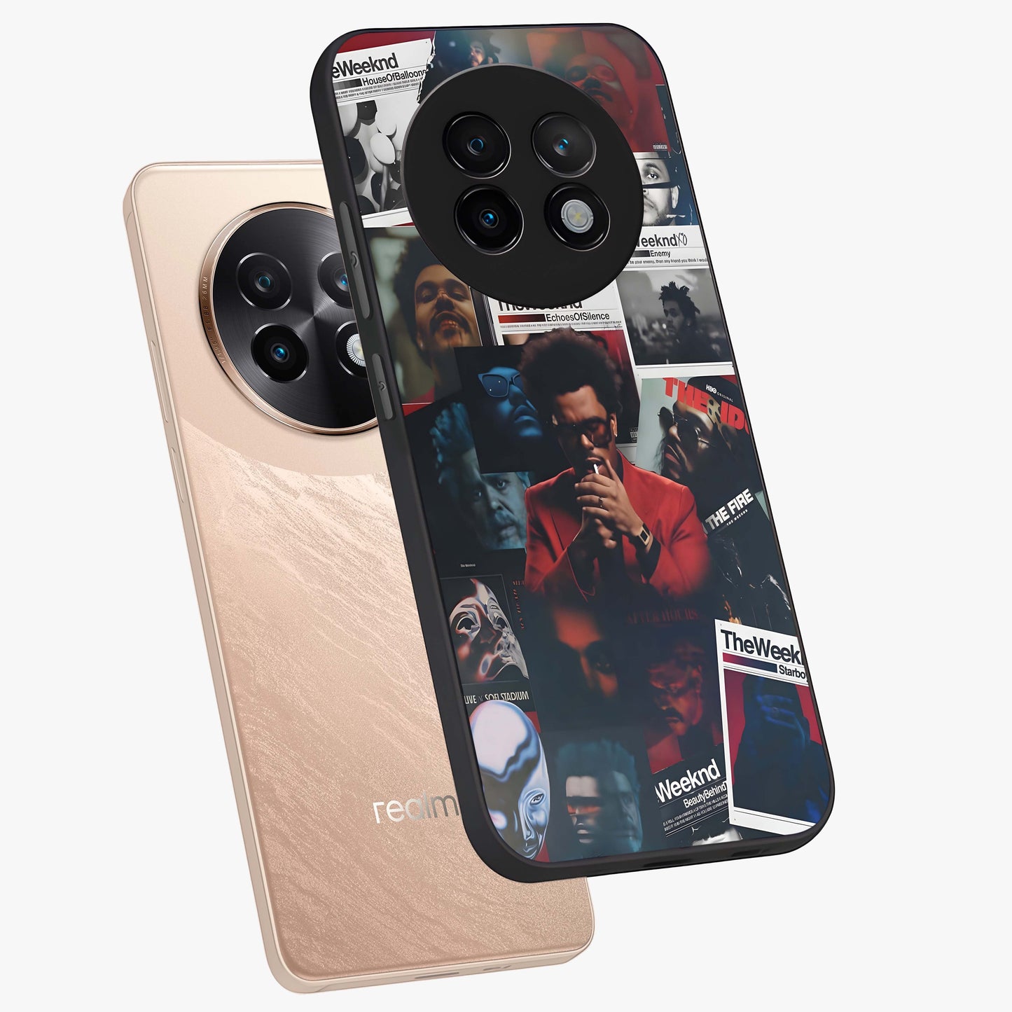 The Weeknd Glass Case displayed in angled mockup highlighting stylish pop culture inspired design with modern aesthetic.