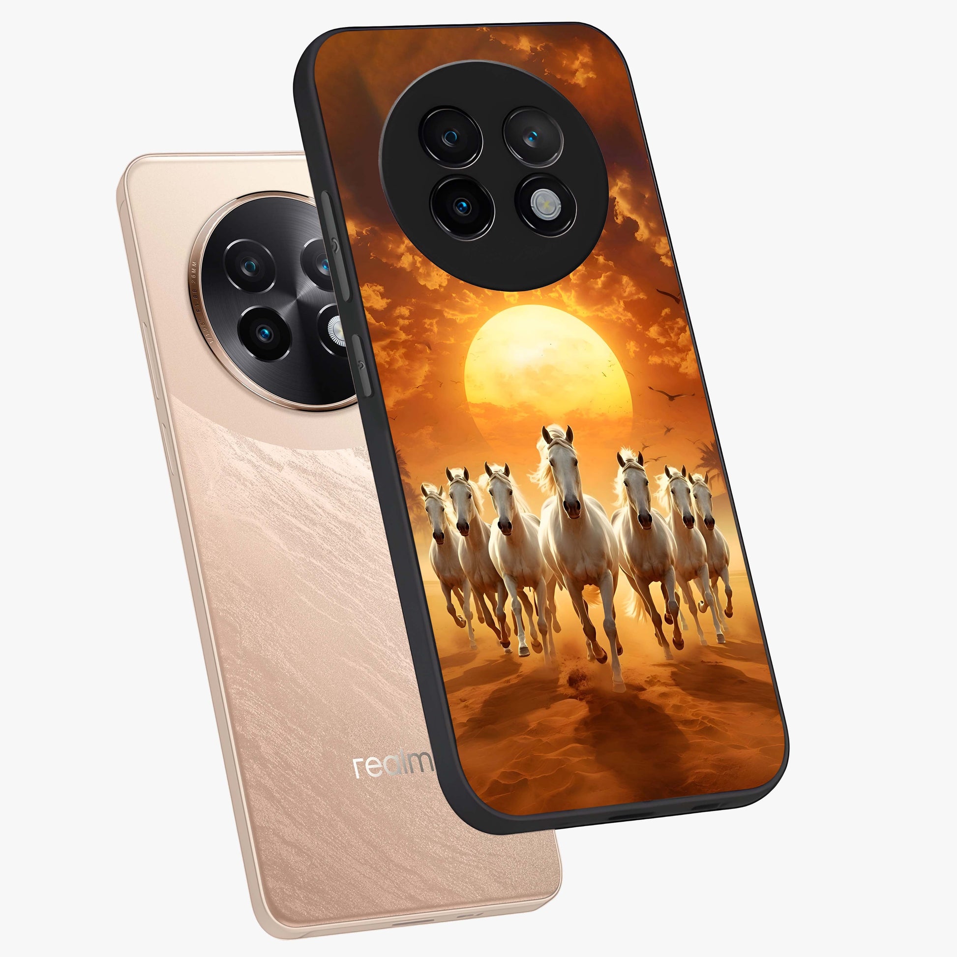 Wild Sunset Majesty Glass Case displayed in angled mockup highlighting vibrant sunset sky design with scenic aesthetic.