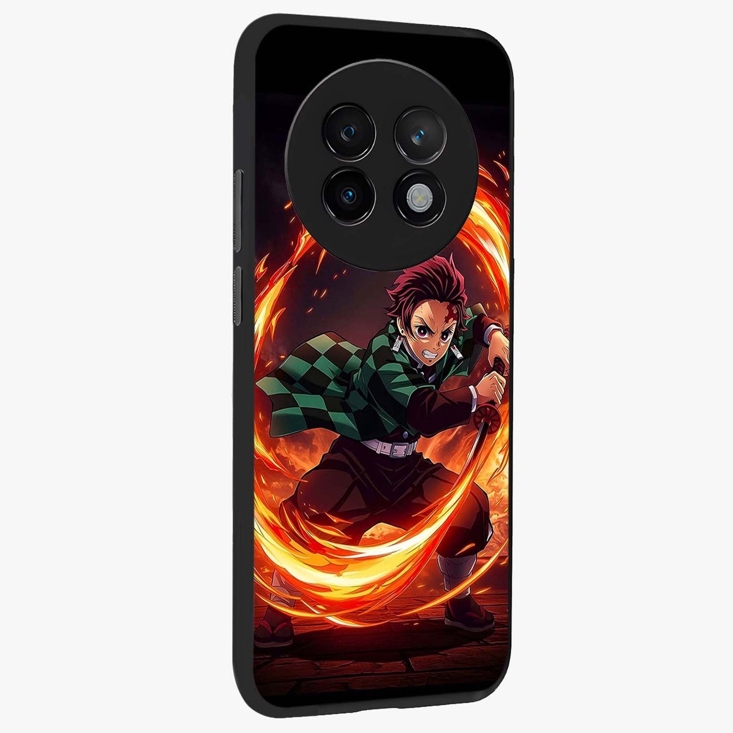 Blazing Sword Resolve Glass Case upright view showcasing dramatic warrior inspired artwork with intense visual style.