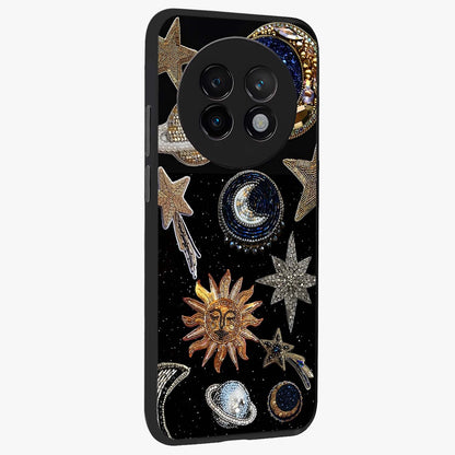 Celestial Gem Constellations Glass Case upright view showcasing cosmic constellation artwork with celestial aesthetic style.