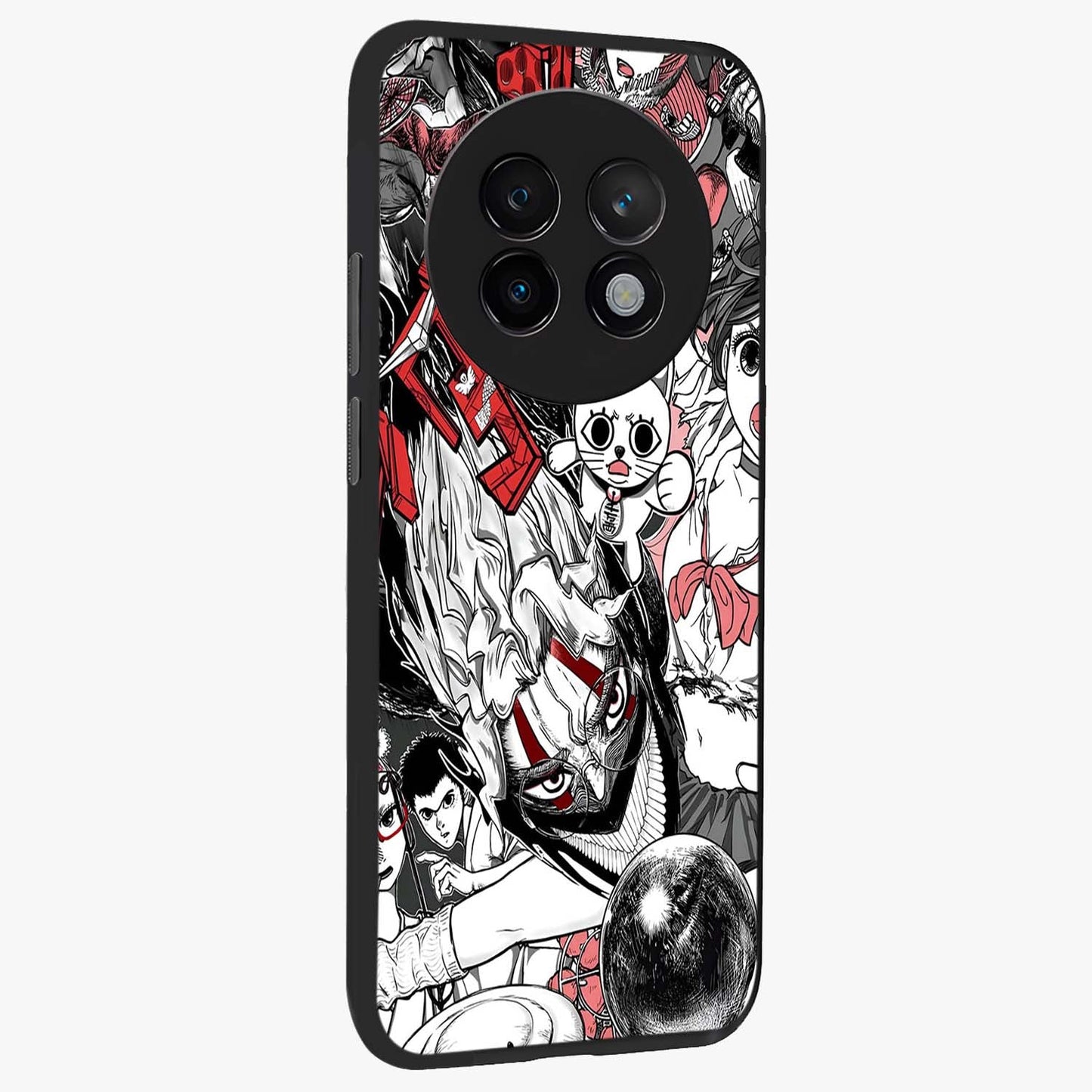 Crimson Chaos Panel Glass Case upright view showcasing intense crimson artwork with dramatic aesthetic style.