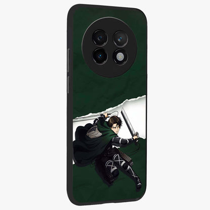 Emerald War Vanguard Glass Case upright view showcasing dramatic warrior artwork with bold fantasy theme.