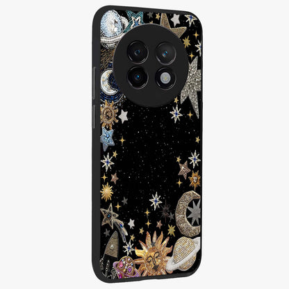 Galactic Jewel Stars Glass Case upright view showcasing glittering star jewel artwork with vibrant galaxy theme.