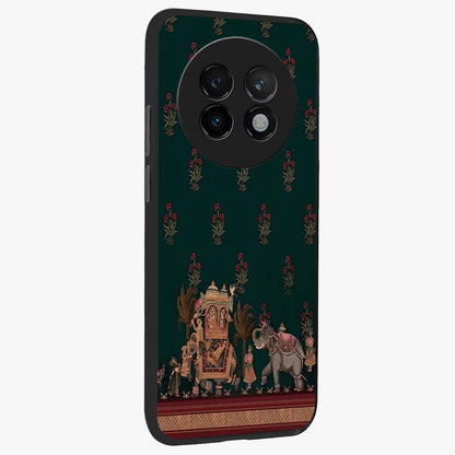 Macmerise Glass Case upright view showcasing bold artistic artwork with contemporary design theme.