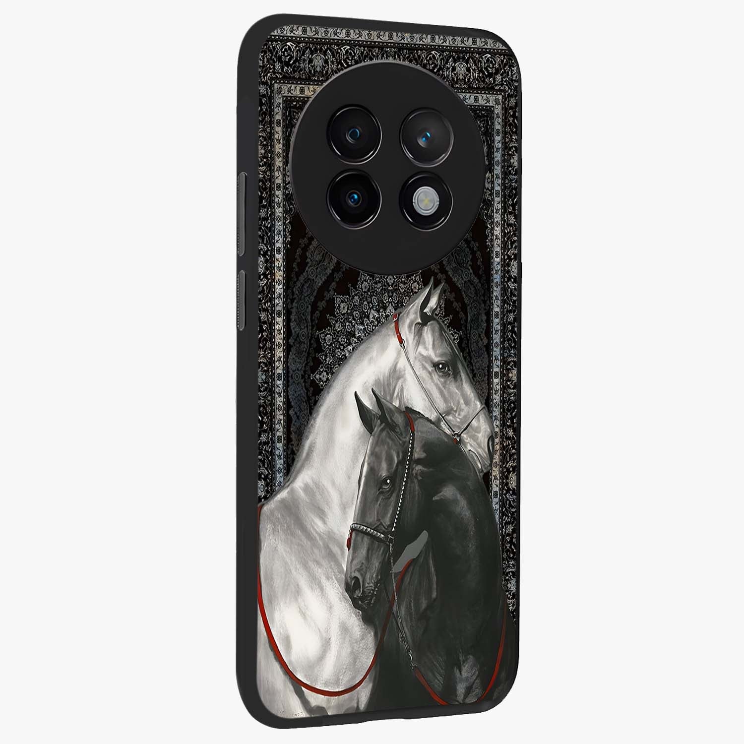 Majestic Ride Legacy Glass Case upright view showcasing dynamic ride inspired artwork with modern automotive theme.