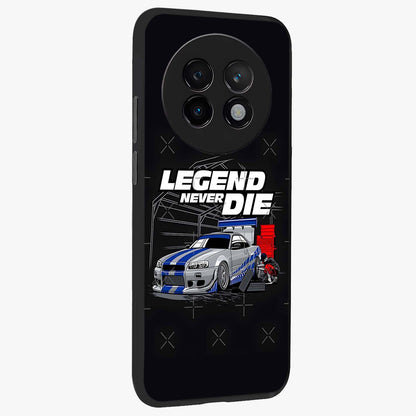 Midnight Racing Legacy Glass Case upright view showcasing powerful racing artwork with modern sports theme.