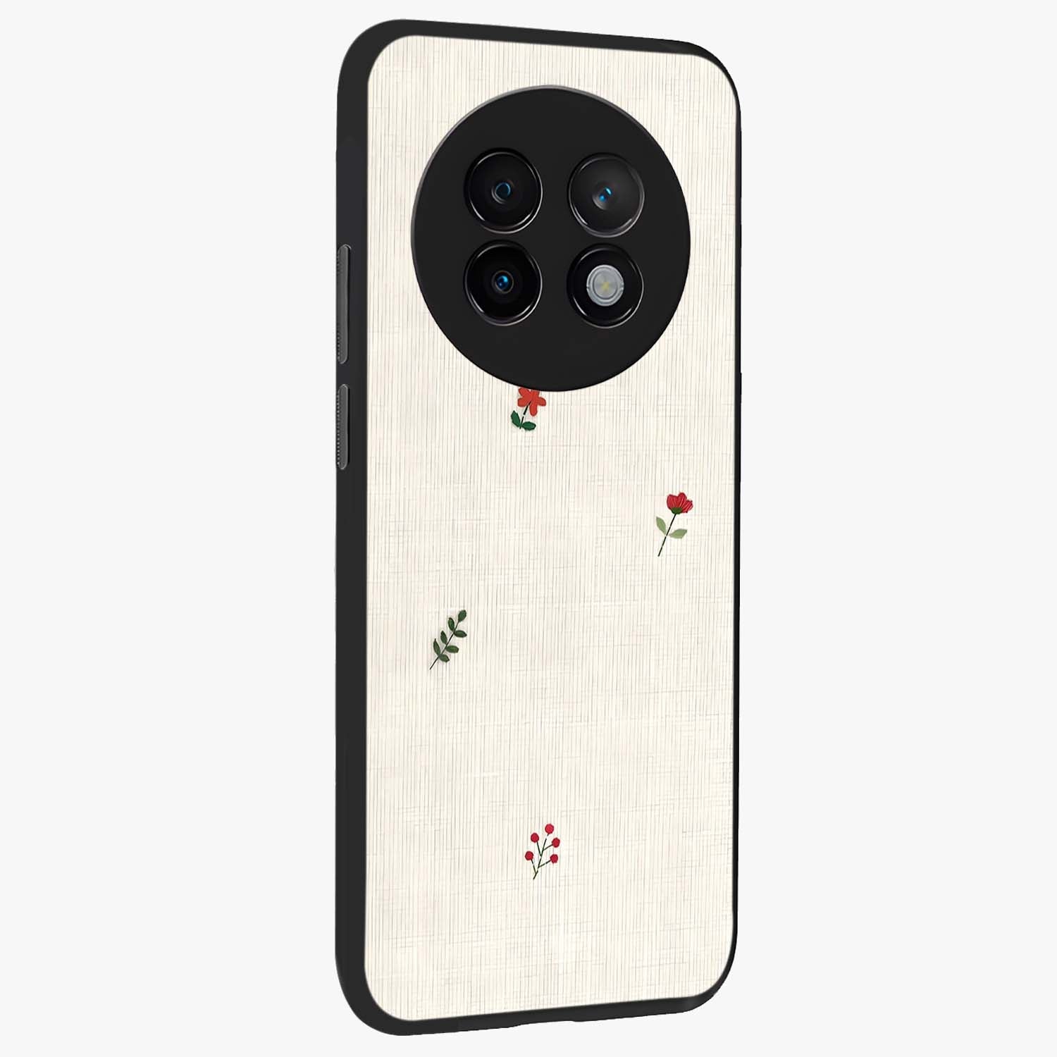 Minimalistic Blue With White Flower Pattern Glass Case upright view showcasing clean white flower artwork with calming blue theme.