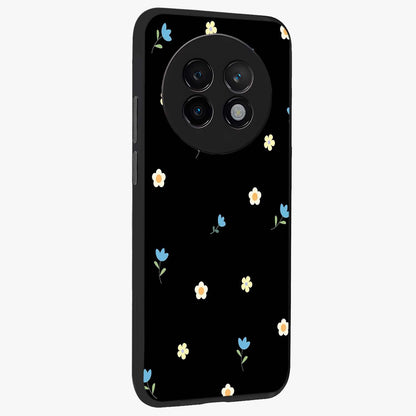 Minimal Petal Whispers Glass Case upright view showcasing elegant floral artwork with modern minimalist style.