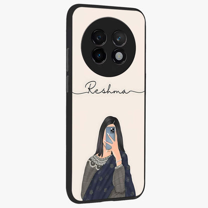 Mirror Mood Muse With Custom Name Glass Case upright view showcasing artistic mirror themed artwork with personalized aesthetic.