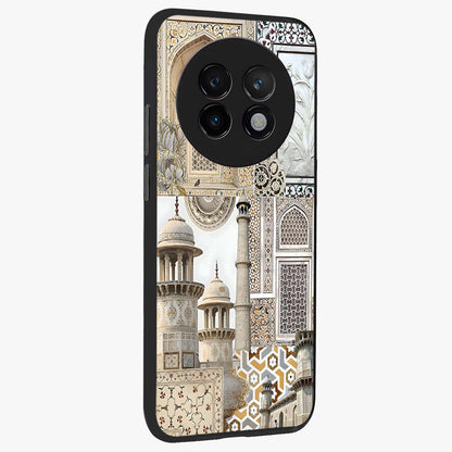 Mughal Marble Legacy Glass Case upright view showcasing ornate Mughal design with luxurious traditional theme.