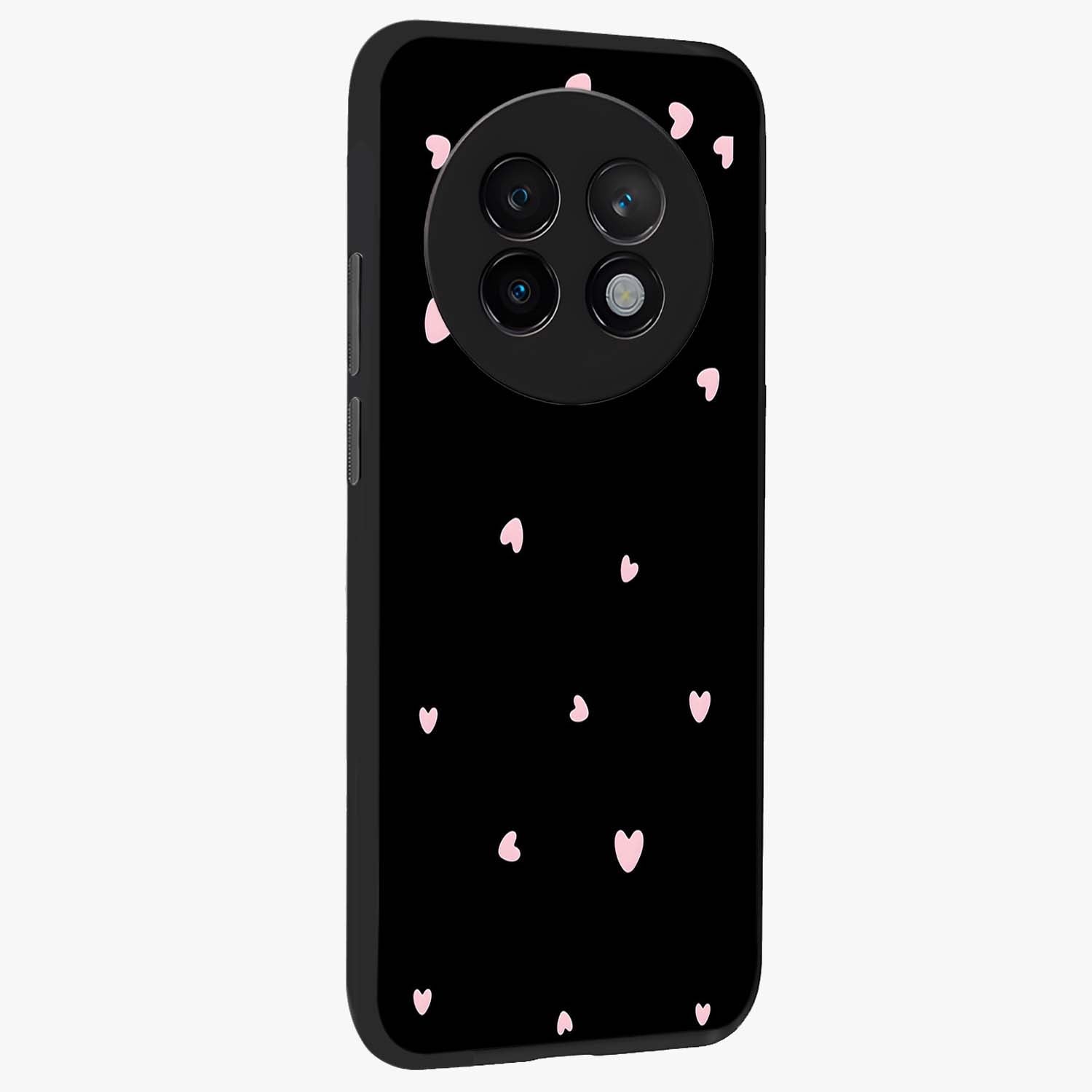 Pink Love Drops Glass Case upright view showcasing charming heart drop artwork with romantic playful theme.