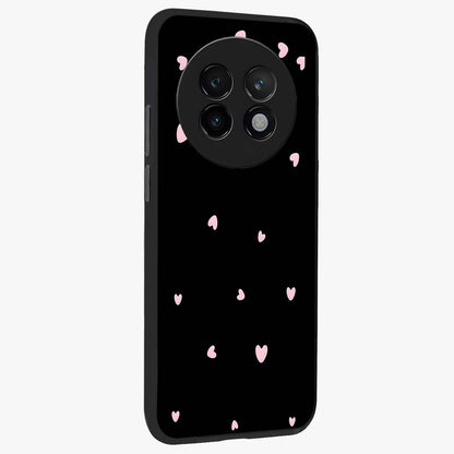 Pink Love Drops Glass Case upright view showcasing charming heart drop artwork with romantic playful theme.