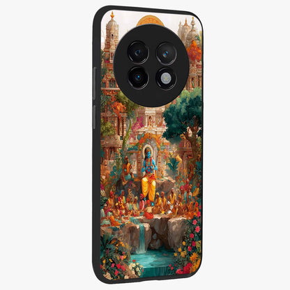 Sacred Sunlight Gods Glass Case upright view showcasing glowing divine artwork with sacred mythological theme.