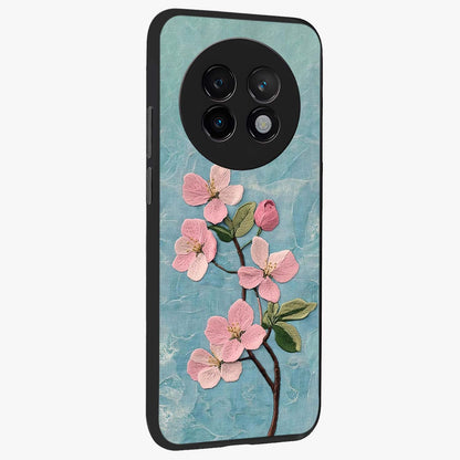 Threaded Blossom Breeze Glass Case upright view showcasing graceful flower artwork with calm botanical theme.