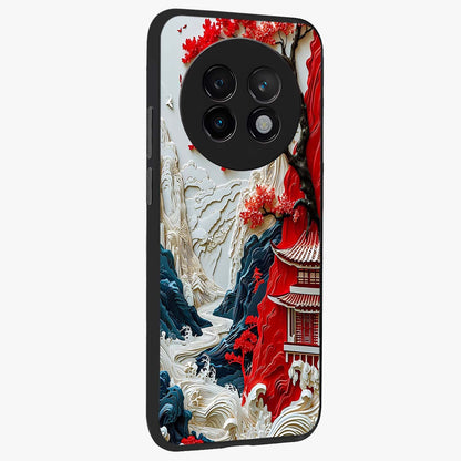 Whispers Of Sakura Waves Glass Case upright view showcasing delicate cherry blossom artwork with elegant nature theme.