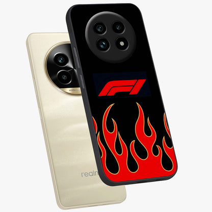 Fire F11 Glass Case displayed in angled mockup highlighting bold fire inspired graphic with energetic aesthetic style.