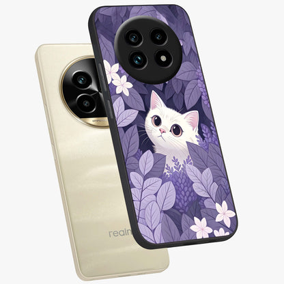 Lilac Hide Peek Cat Glass Case displayed in angled mockup highlighting playful feline illustration with lilac aesthetic design.
