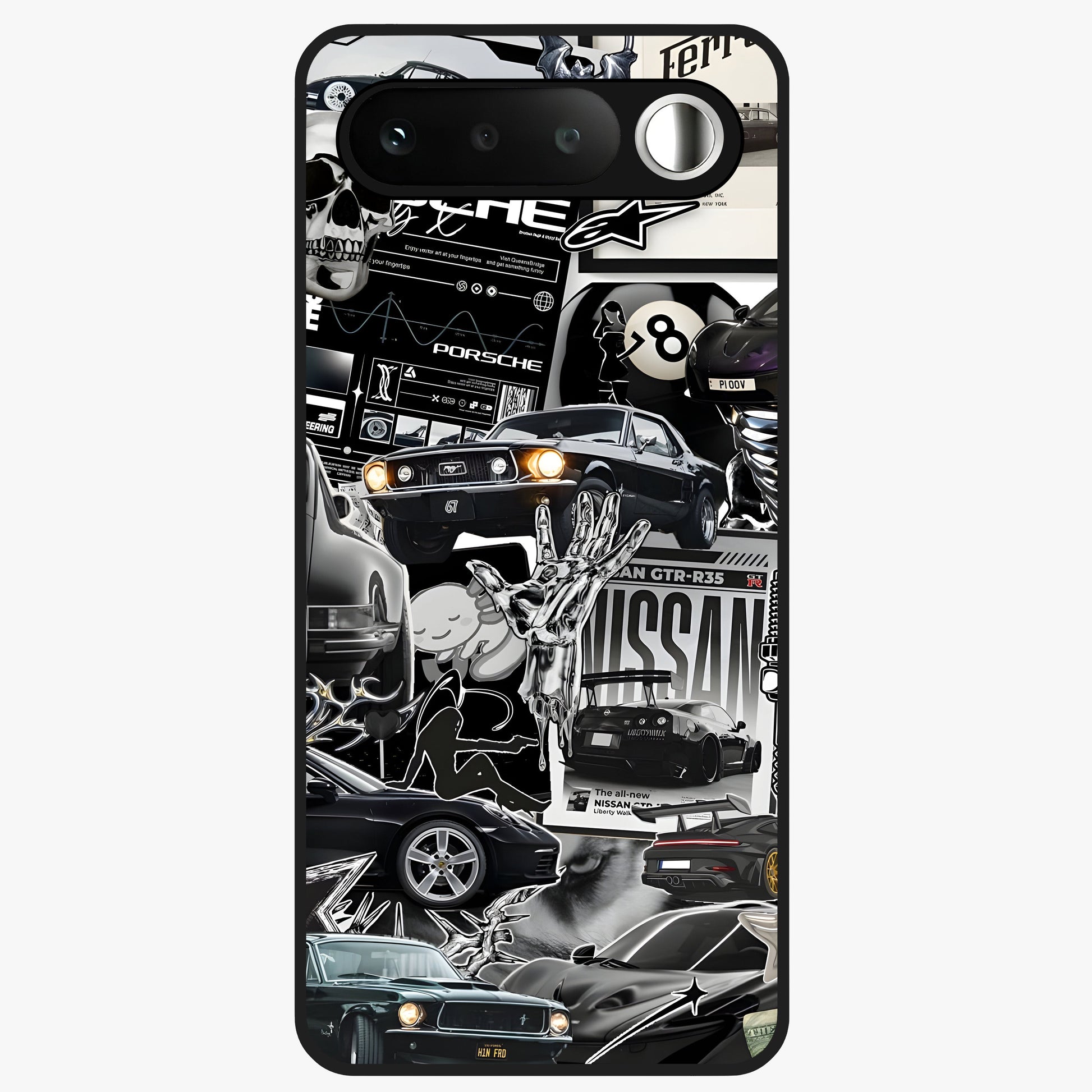 Aesthetic Dark Love Glass Case showing flat back view with dark romantic artwork and glossy glass finish.