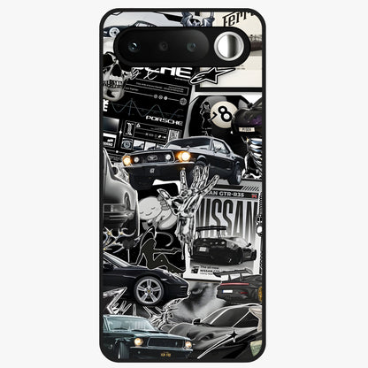 Aesthetic Dark Love Glass Case showing flat back view with dark romantic artwork and glossy glass finish.