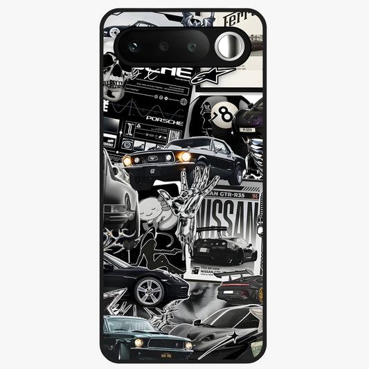 Aesthetic Dark Love Glass Case showing flat back view with dark romantic artwork and glossy glass finish.