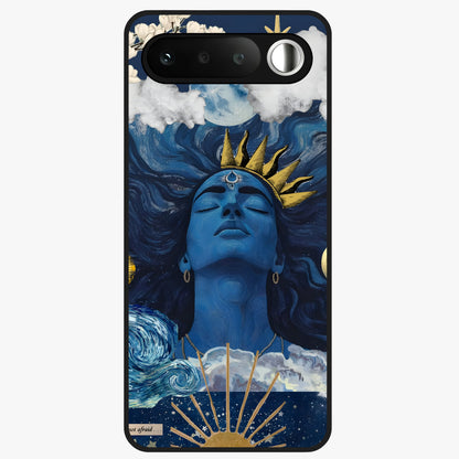 Aesthetic Lord Shiva Glass Case showing flat back view with divine Shiva artwork and glossy glass finish.